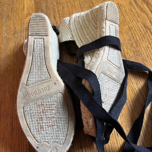 Soludos espadrille black tie up wedge size 5 - Picture 4 of 5